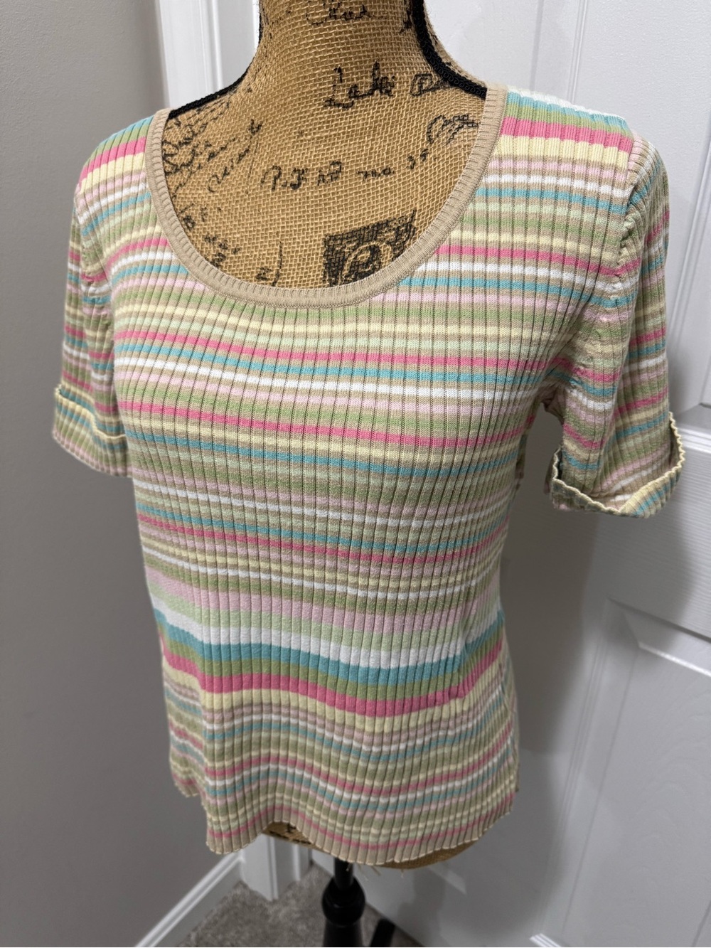 Vintage Ribbed Striped Knit Tee